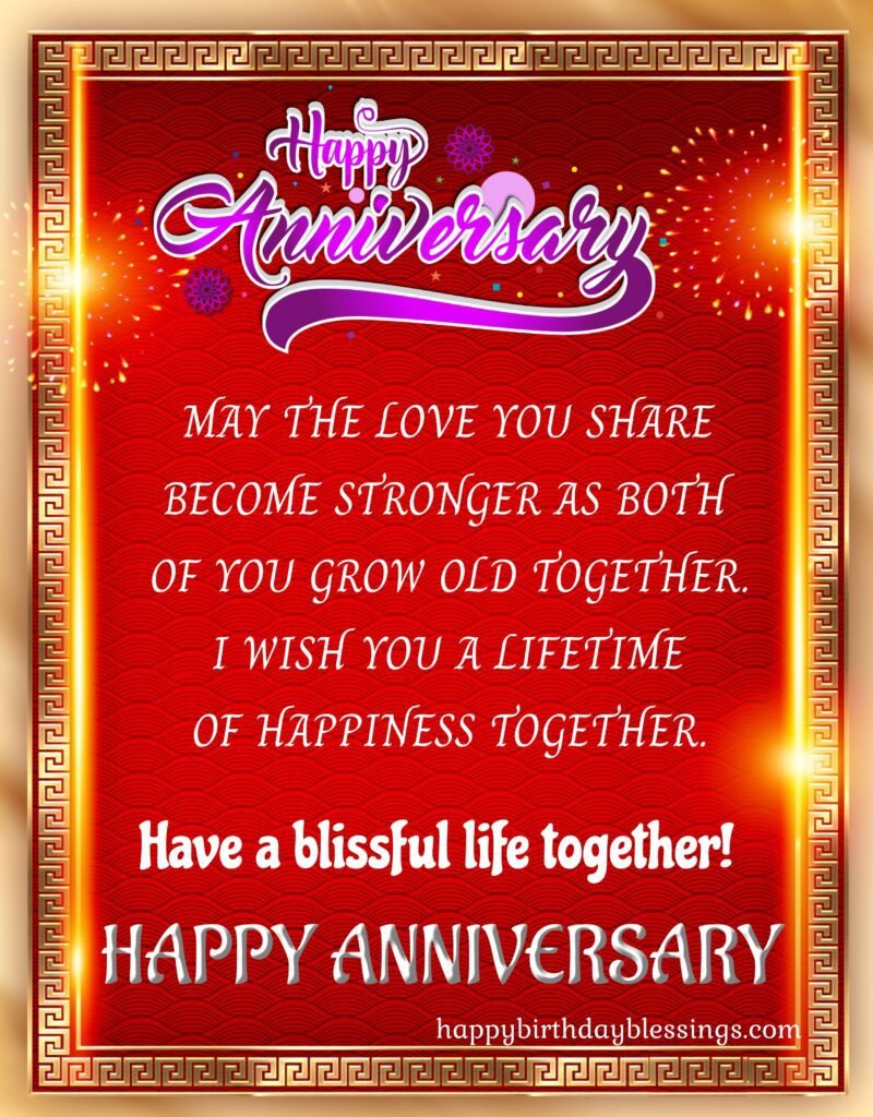 Happy Anniversary wishes with golden red background, Wedding Anniversary Images.