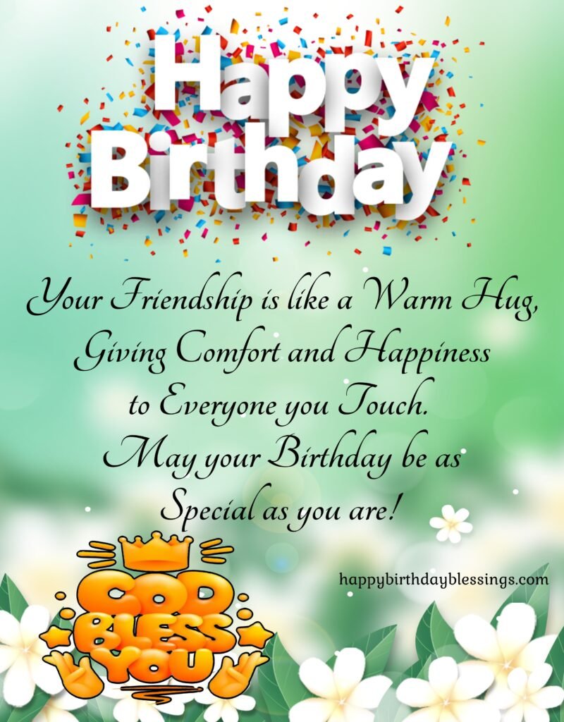 Birthday wishes for friend with golden background, Happy birthday friend greetings with periwinkle flowers background.