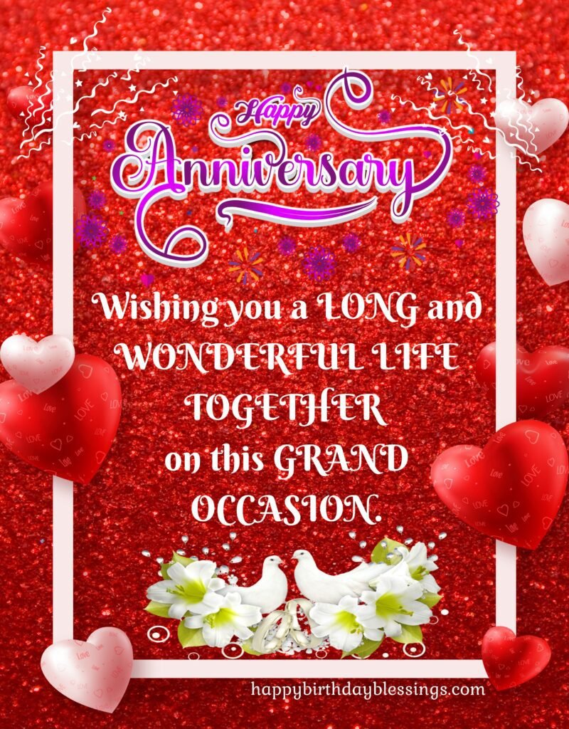 Happy marriage anniversary wishes on royal red background, Happy Wedding Anniversary.