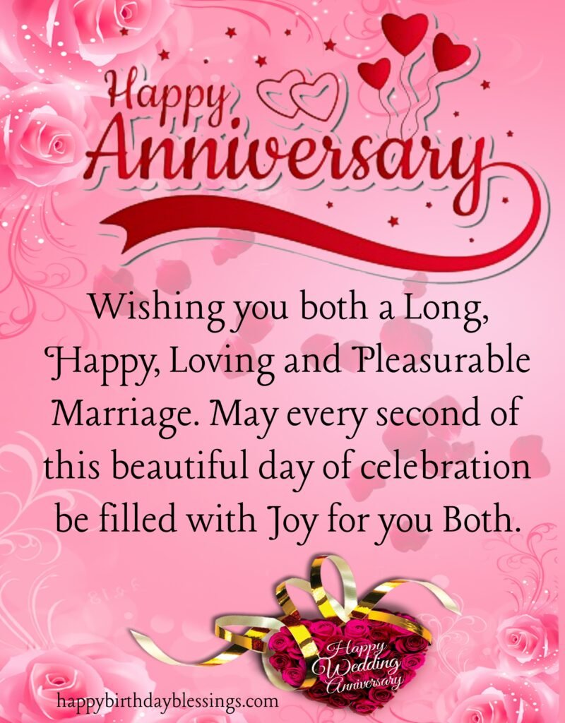 Wedding anniversary wishes with pink rose wall paper, Happy Anniversary Message.