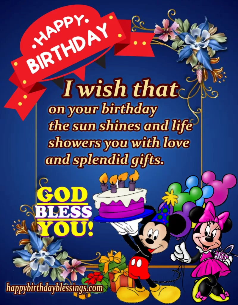 Kid's Birthday Wishes for Parents with blue flowers background.