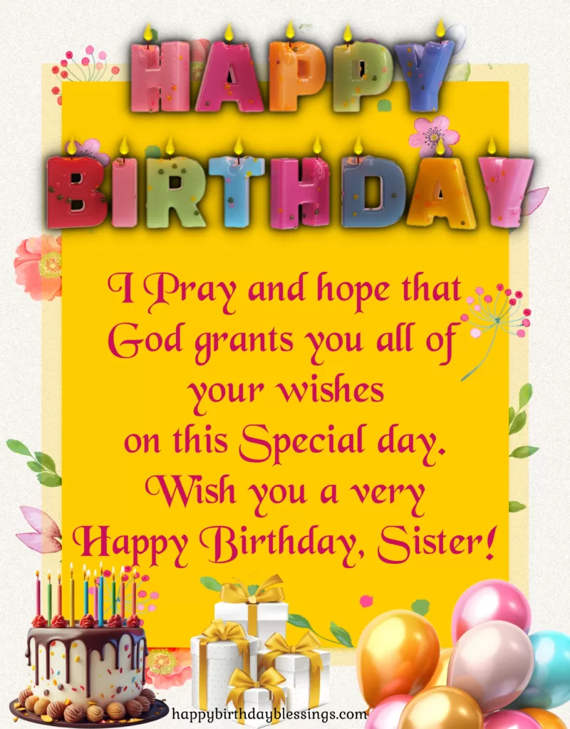 Birthday wishes for sister with image.