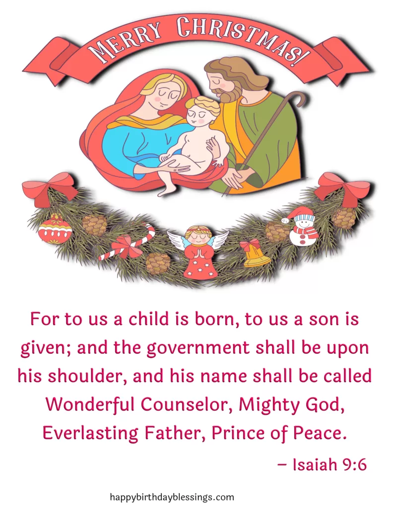 Merry christmas with bible quote.