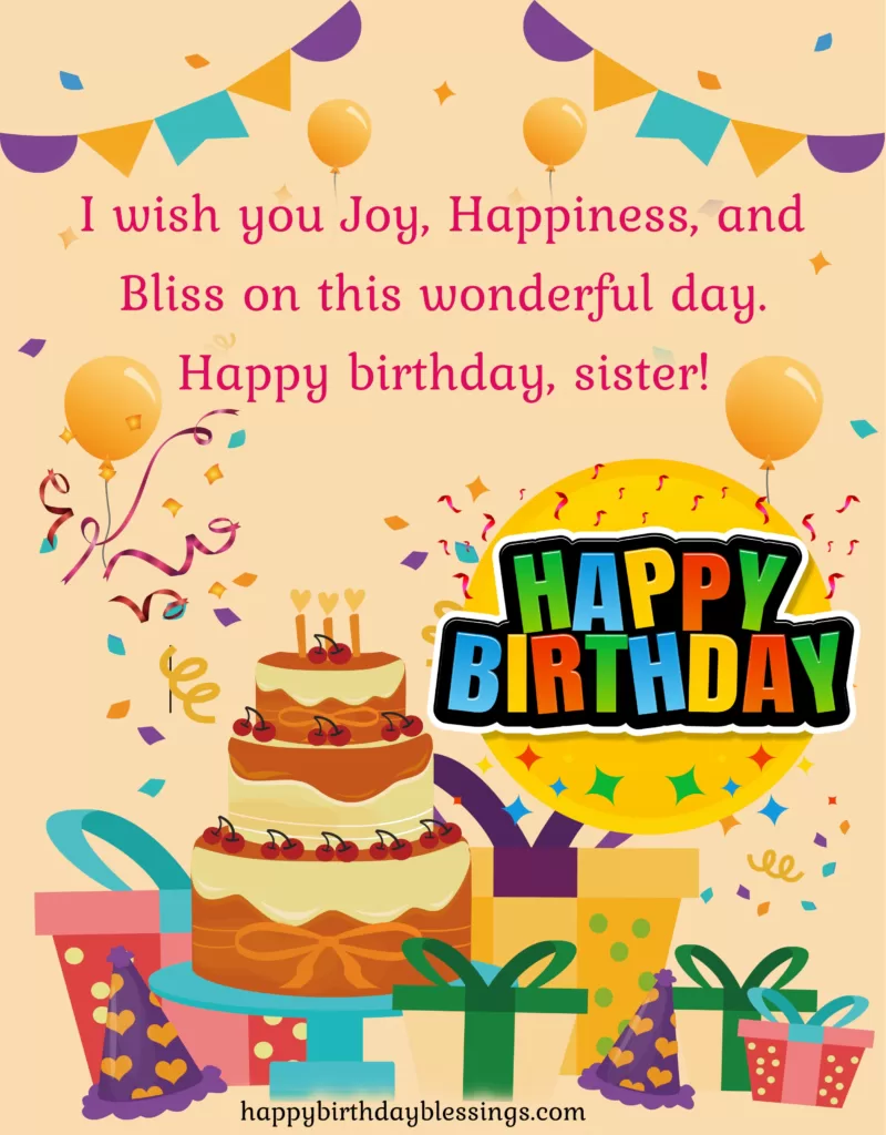 Sister birthday image with beautiful quote.