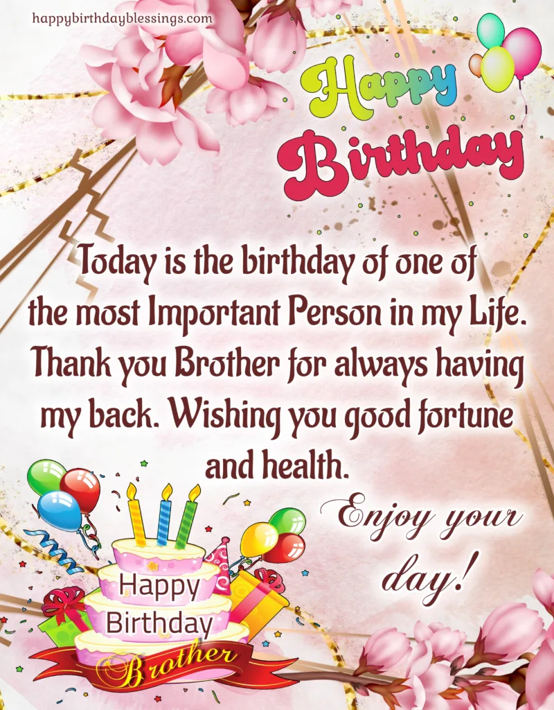Beautiful birthday greeting for brother.