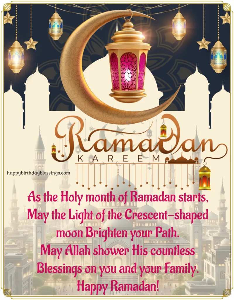 Beautiful golden Crescent with Ramadan Image.