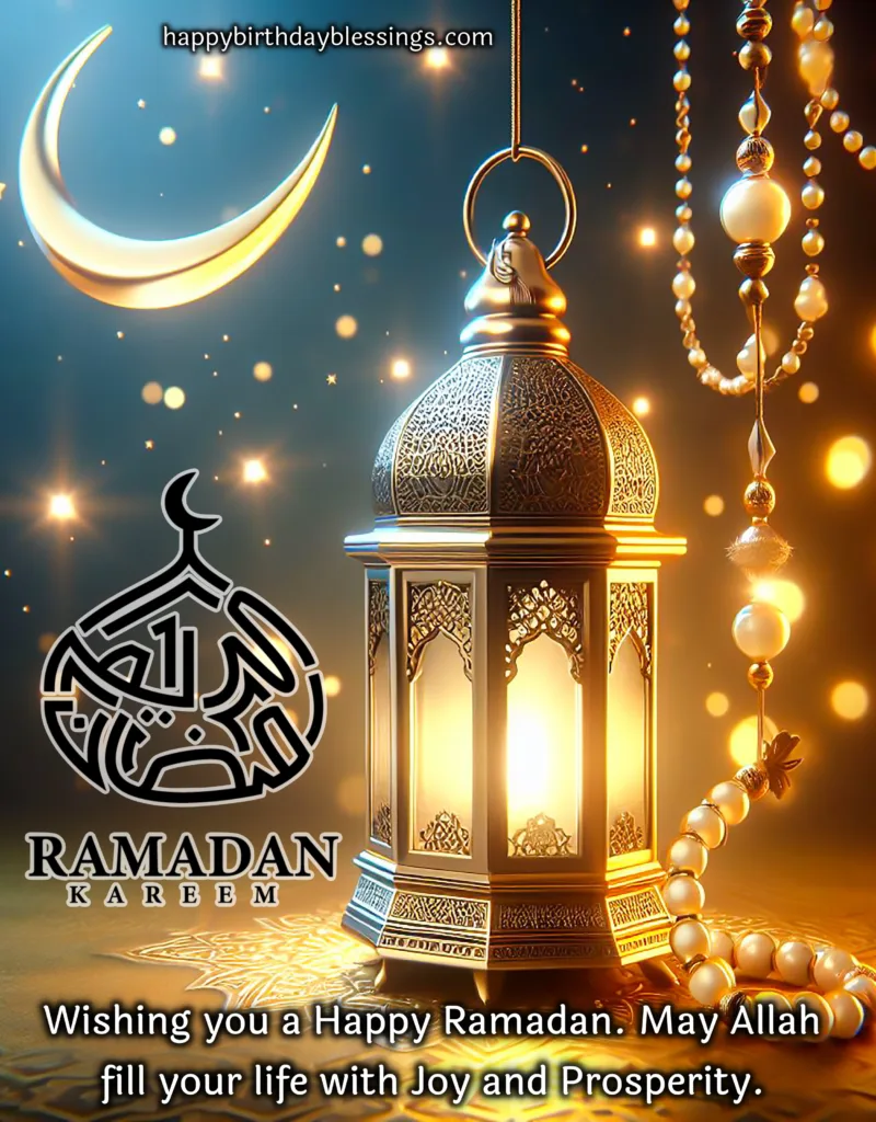 Golden Lamp with Ramadan Kareem wishes.