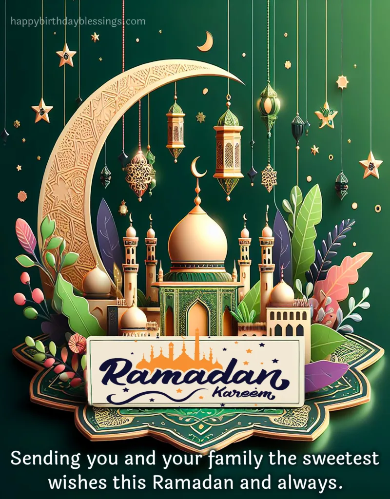 Ramadan Kareem with beautiful image of Crescent.