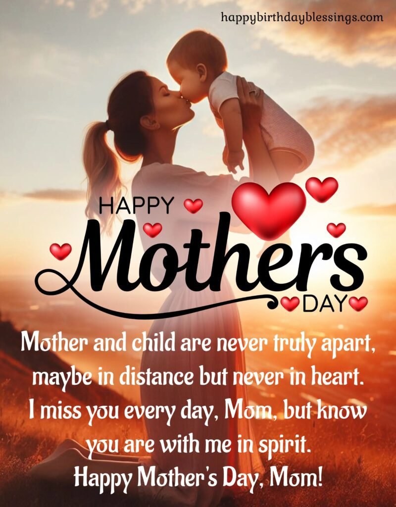 Mother kissing her child with Mothers day quote.