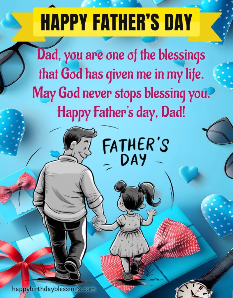 Girl with father image with Happy Father's day quote.