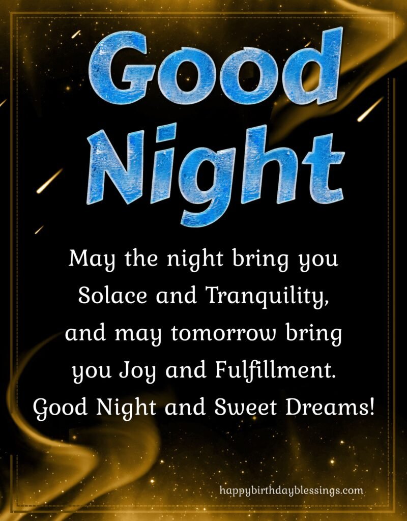 Good night greetings with golden background.