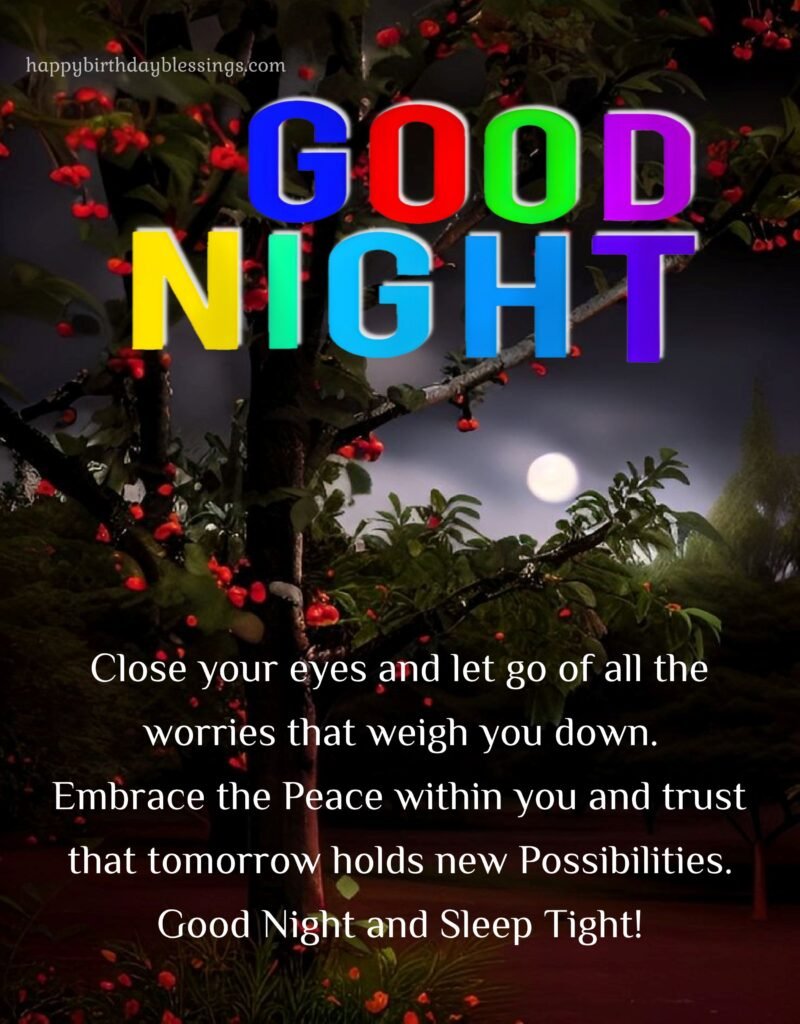 Good night message with beautiful image.