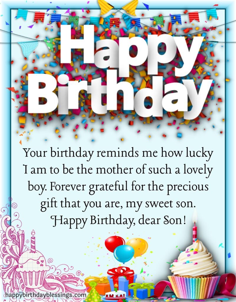 Birthday card with beautiful message for son.