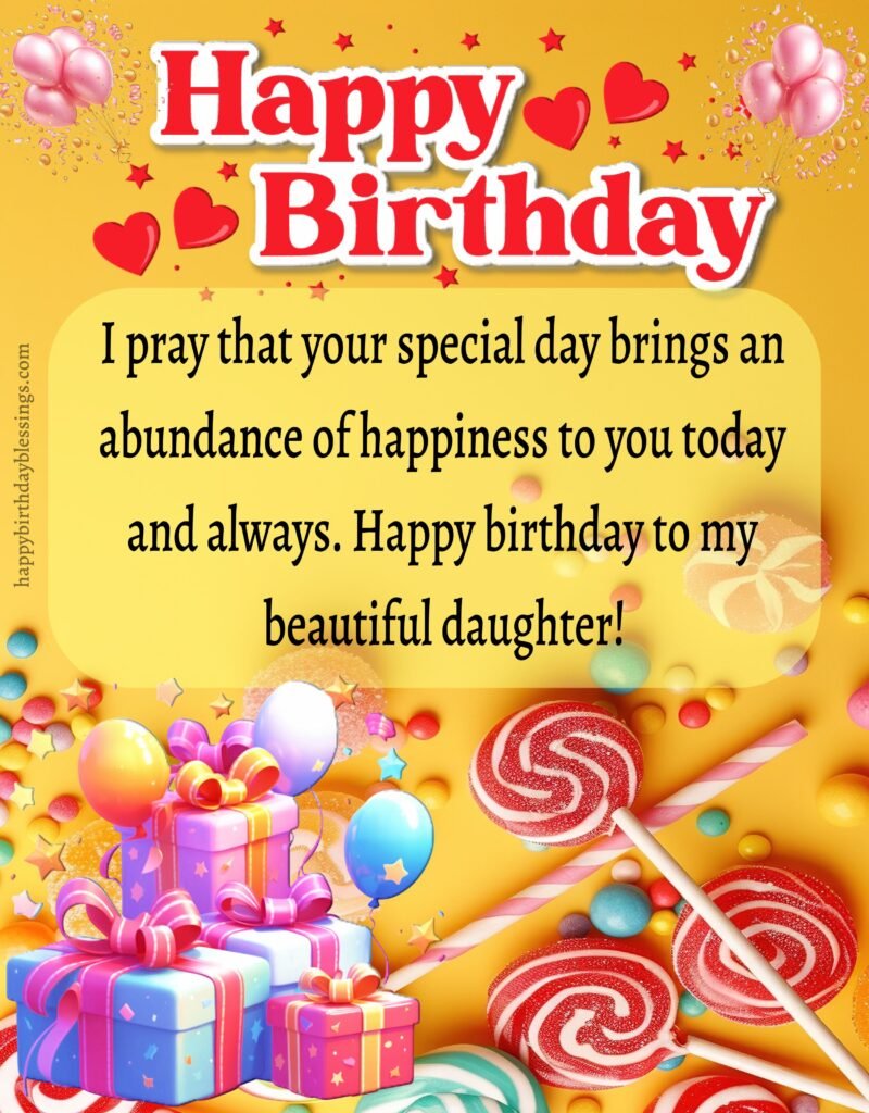 Happy Birthday daughter wishes on lollipop background.