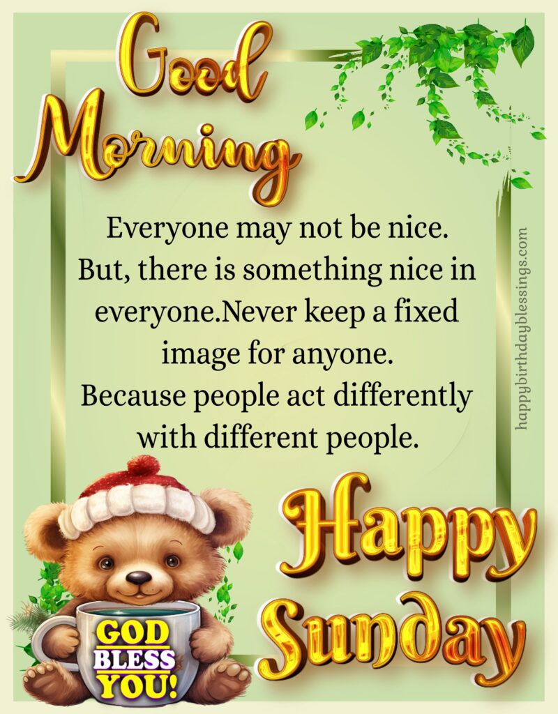 Happy Sunday good thought on green wallpaper.