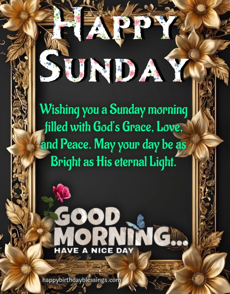 Happy Sunday image with golden flowers.