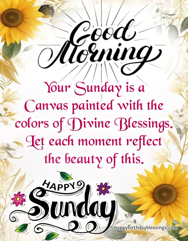 Happy Sunday image with sunflowers.