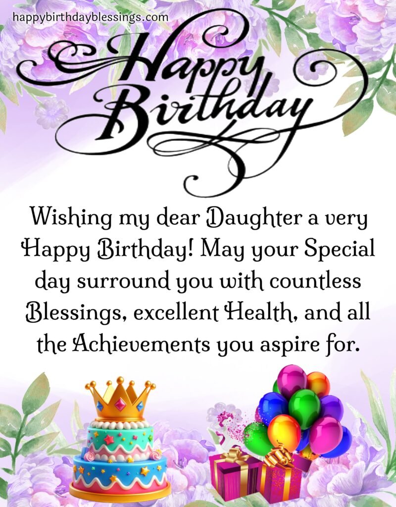 Happy birthday daughter quote with image.