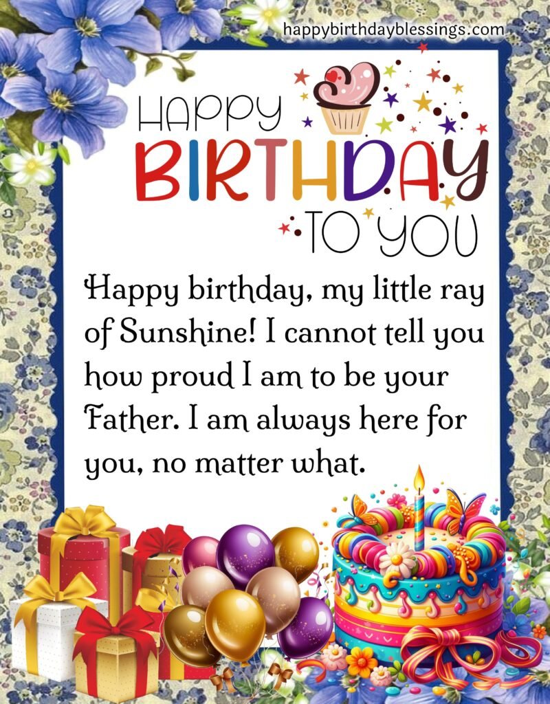 Happy birthday daughter wishes from father.