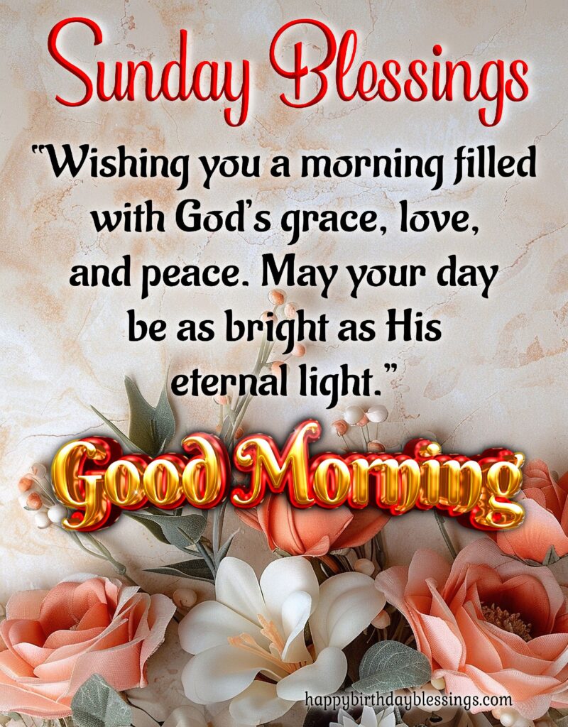 Sunday Blessings image with white and pink flowers.