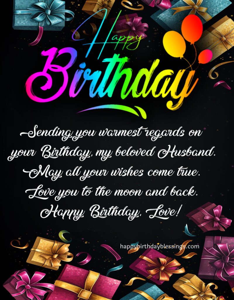 Birthday greetings for Hubby with image.