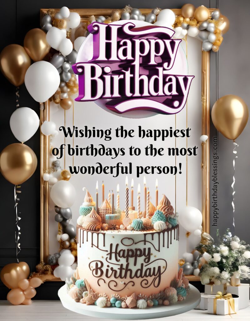 Birthday greetings with cake.