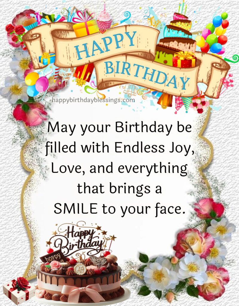Birthday image with Message and cake.