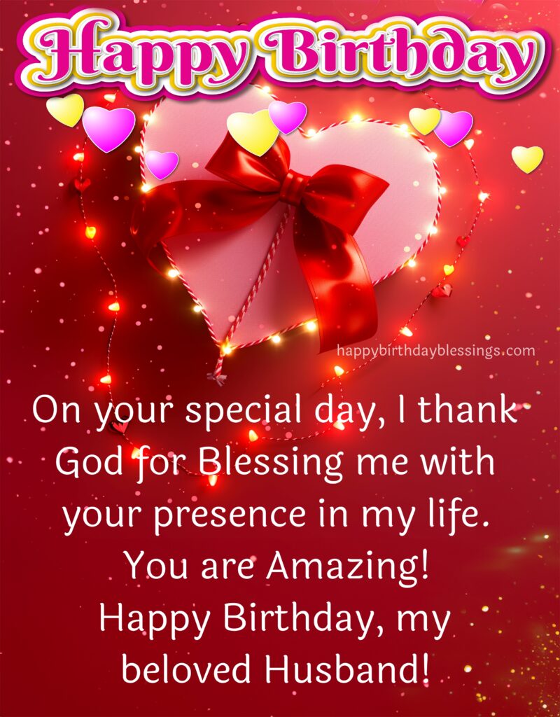 Happy Birthday Hubby message with image.