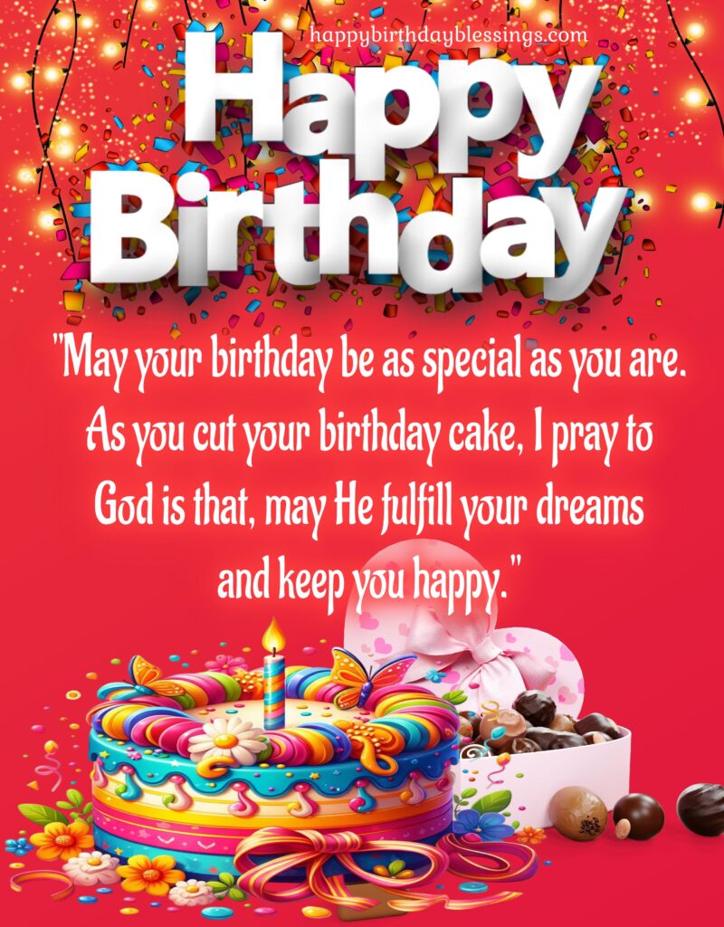 Happy Birthday image with lights on red wallpaper.