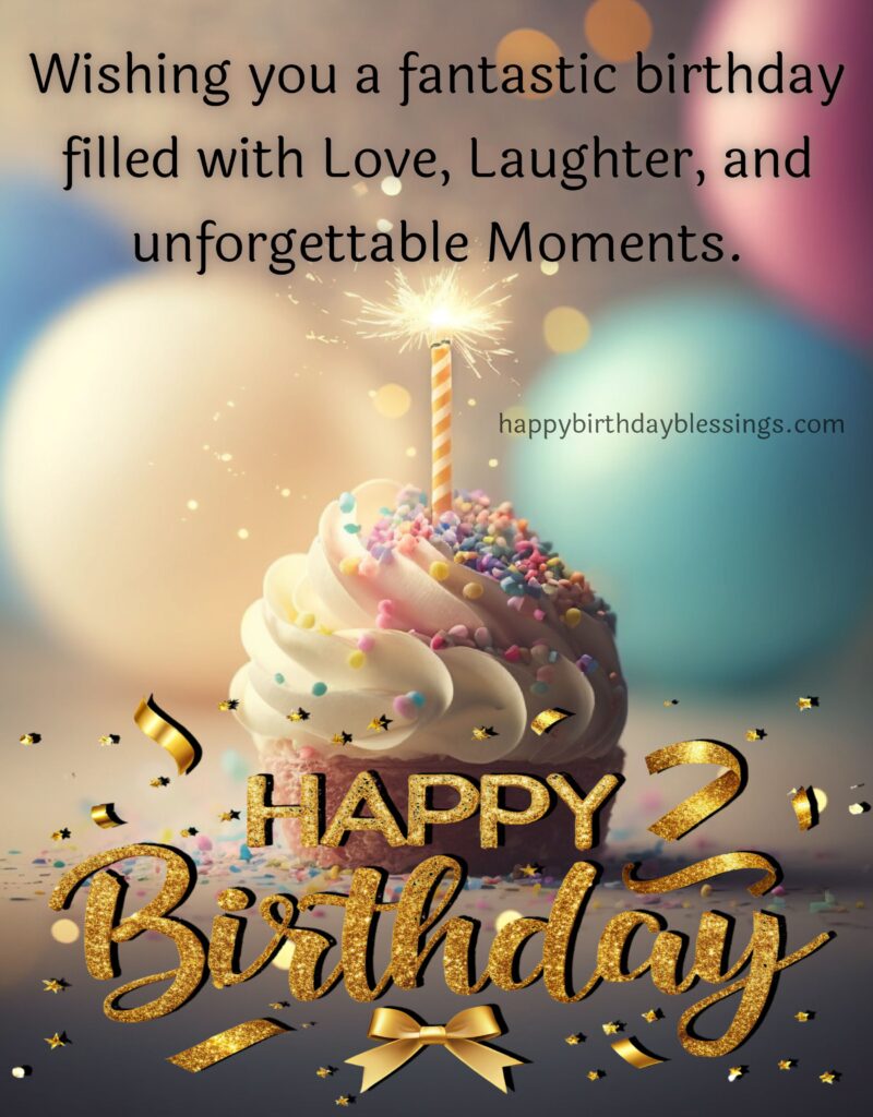Happy Birthday image with pink cupcake.