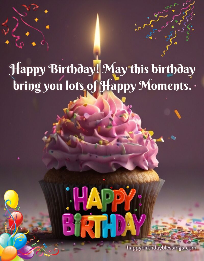 Purple Cupcake with HBD Message.