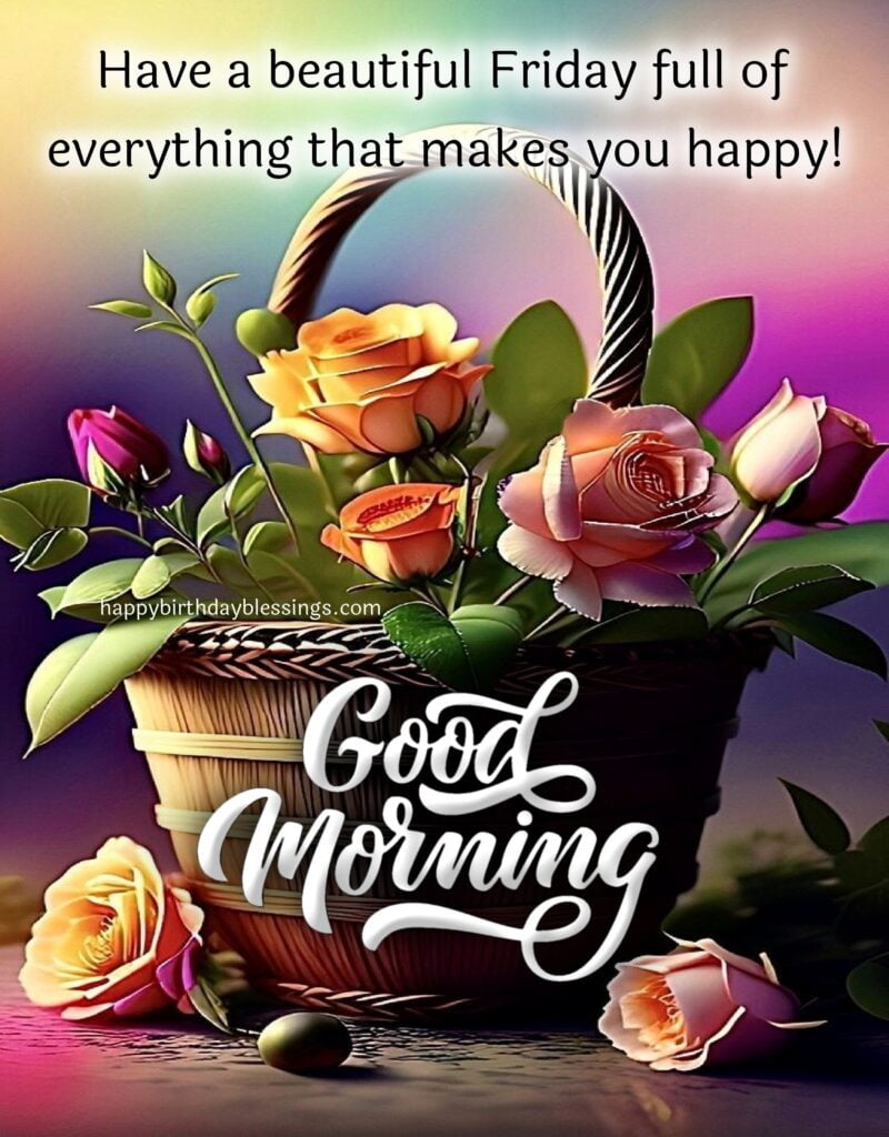 Friday morning quote with flower basket.