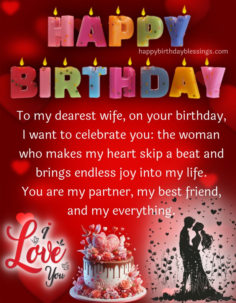 Happy Birthday Wife quote with beautiful image.