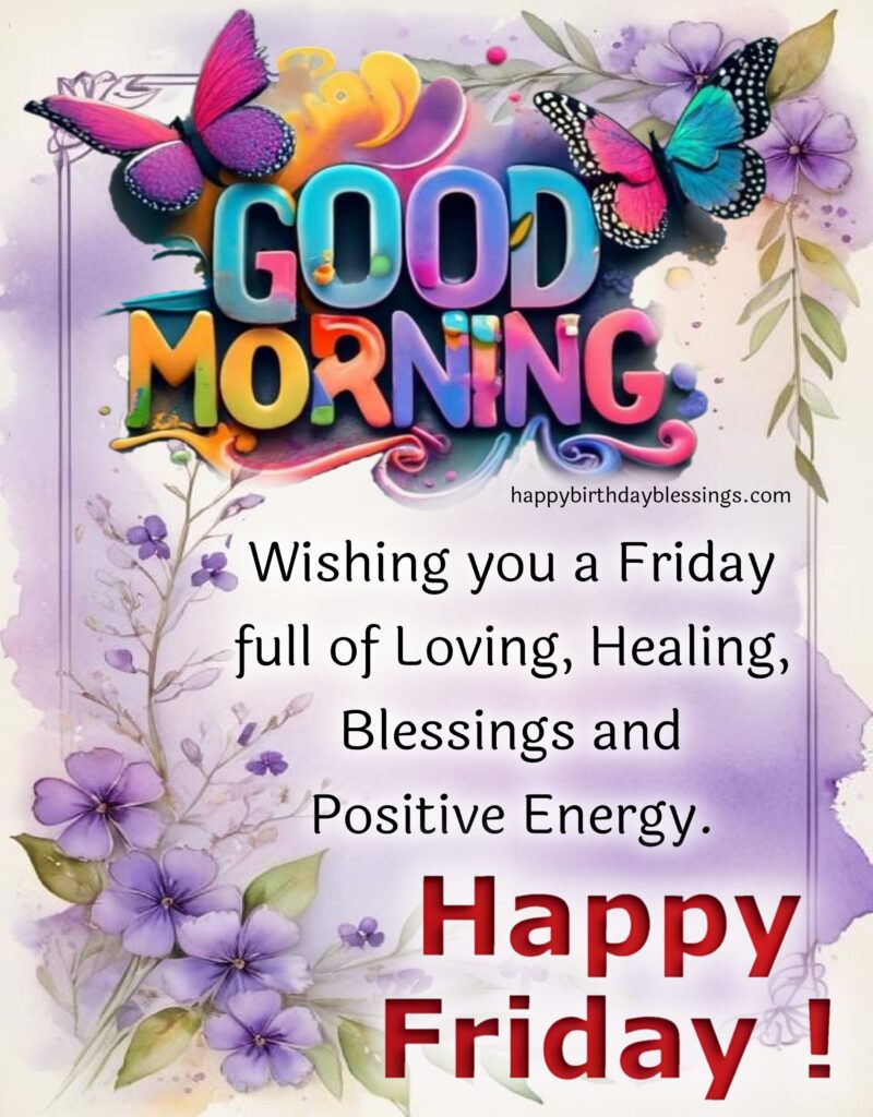 Happy Friday quote with butterflies