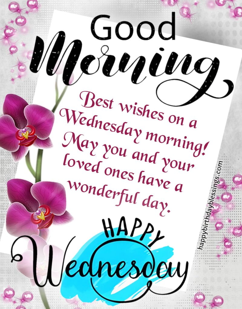 Good Morning Wednesday image with pink Orchid.