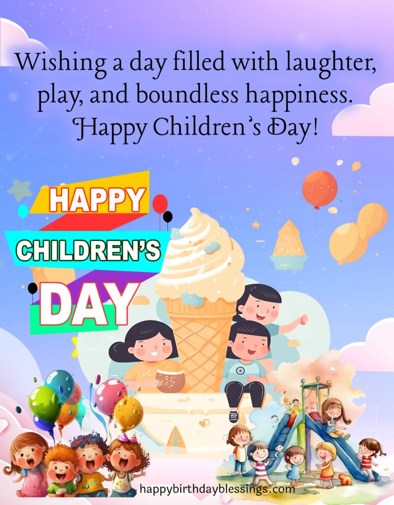 Childrens day greetings with image.