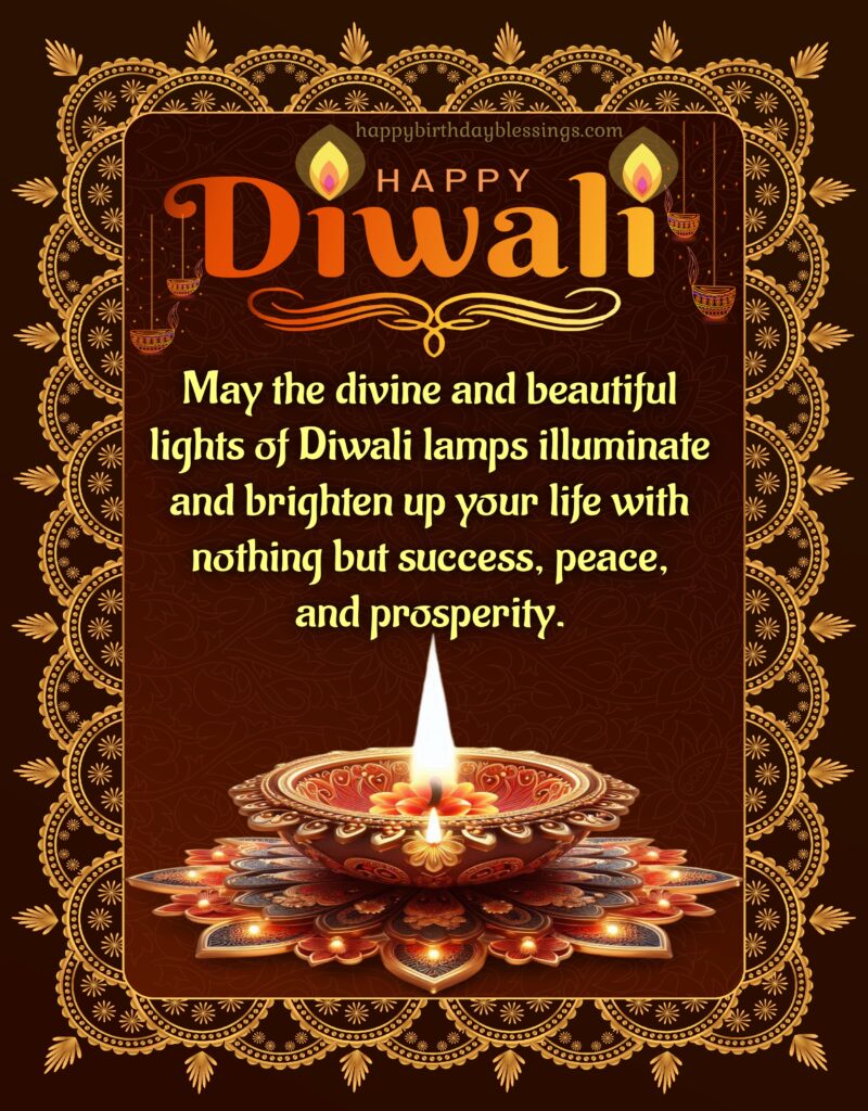 Happy Diwali quote on brown background.