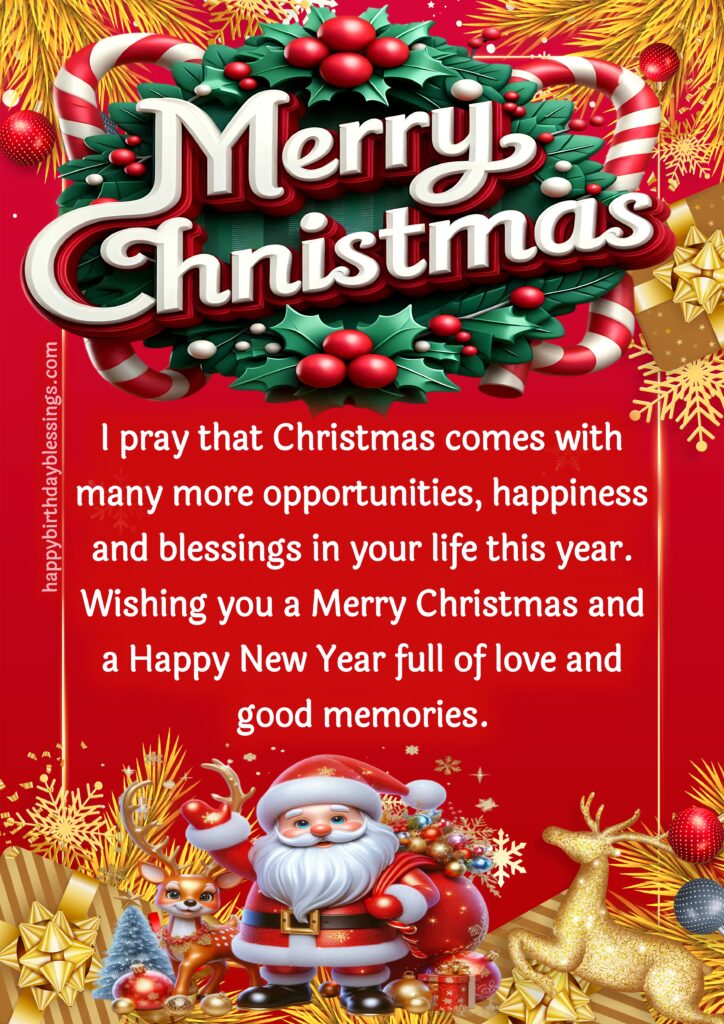 Merry Chirstmas wishes on beautiful red christmas decoration background.