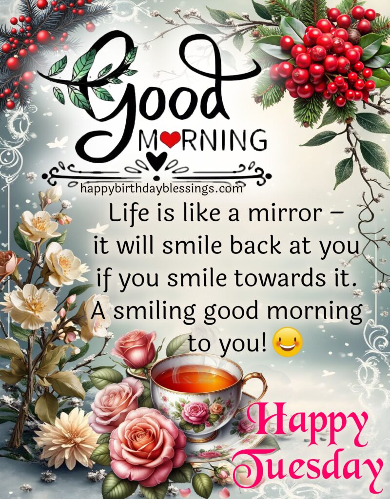 Good Morning Tuesday message with image.