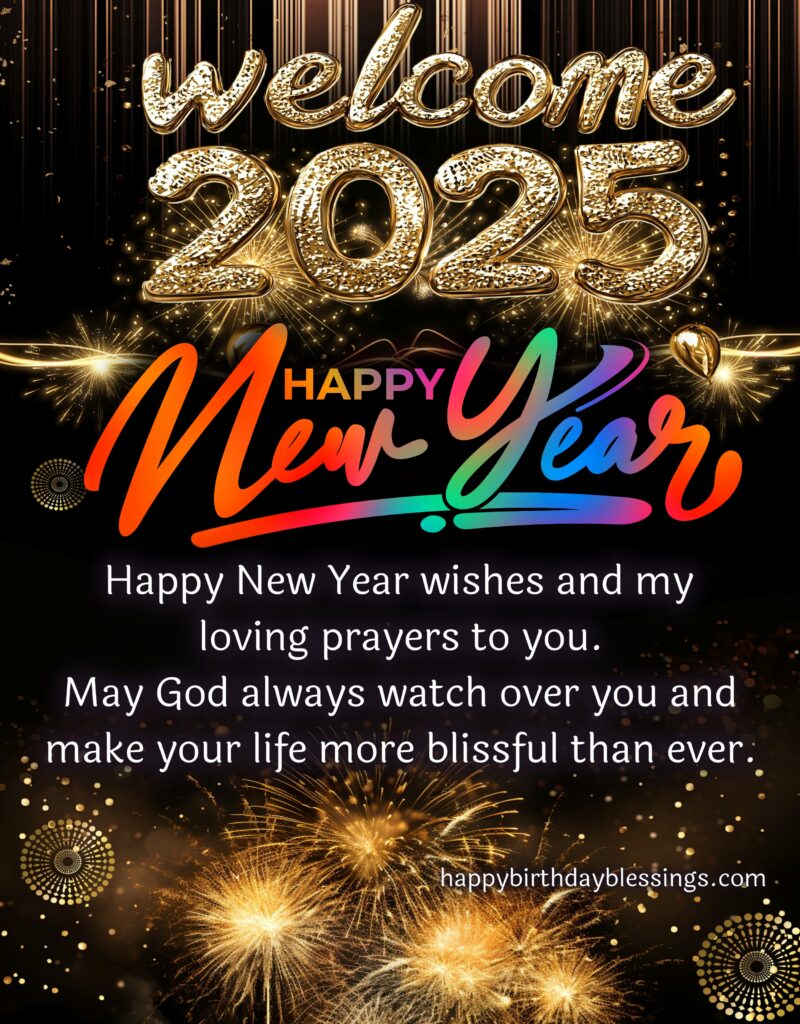 Happy New Year 2025 greetings card.