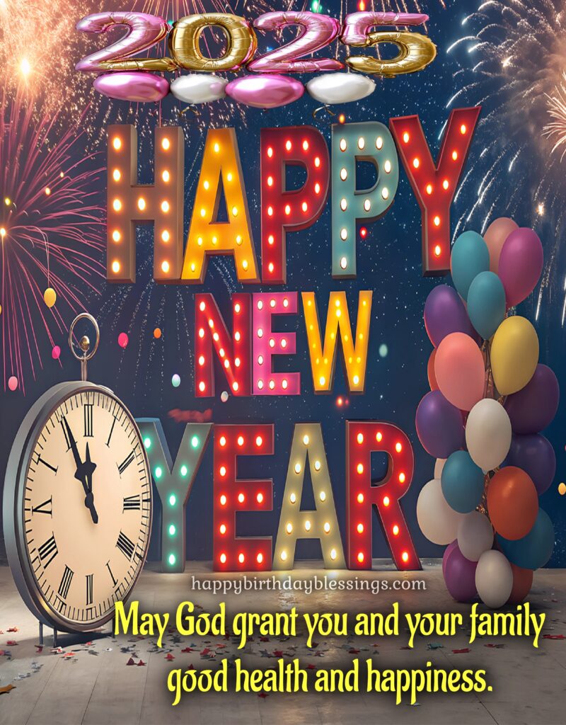 Happy New Year image with clock.