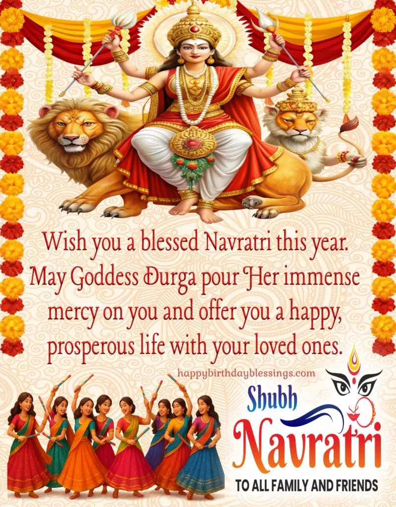 Happy Navratri image with Goddess Durga.