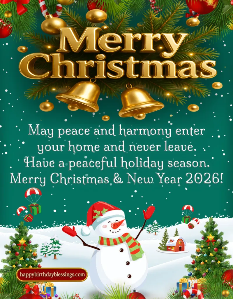 Merry Christmas blessings with snowman.