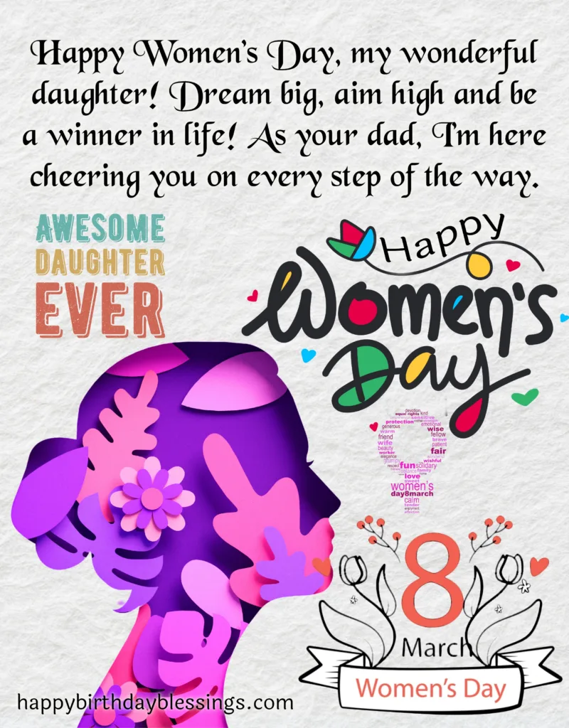 Happy Women's Day Greetings for Daughter from Father.