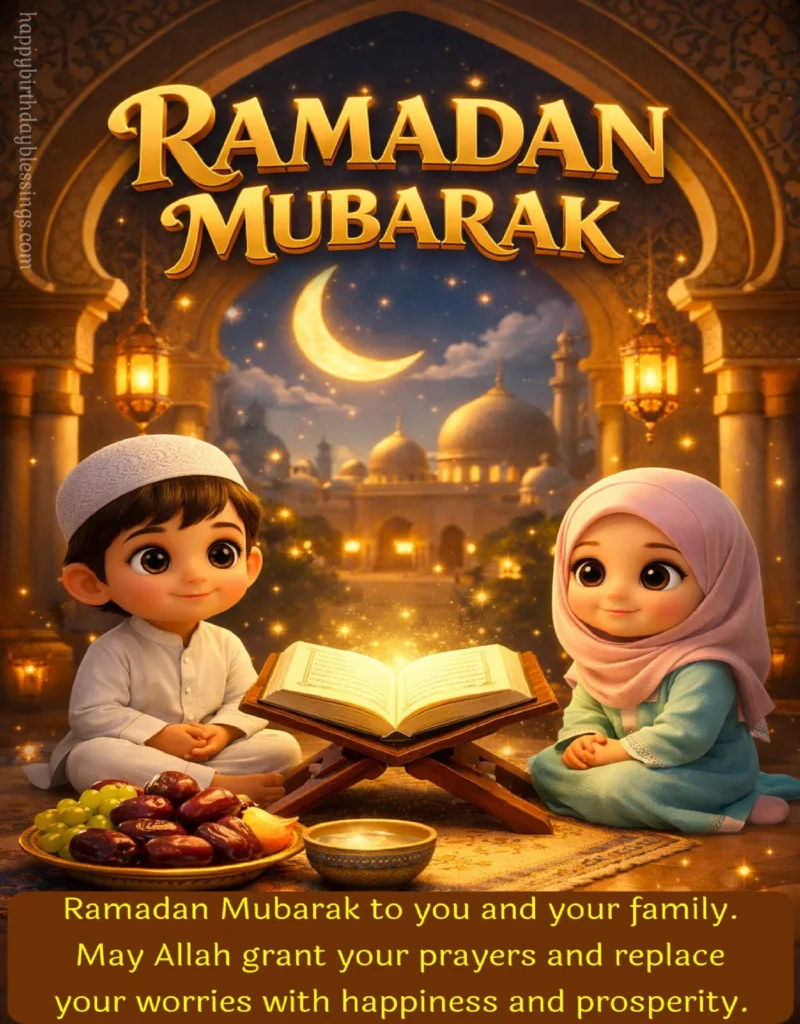Ramadan Mubarak wishes image on beautiful background.