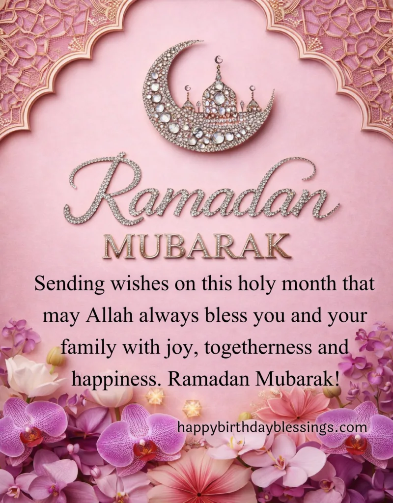 Ramadan Mubarak with Flowers.