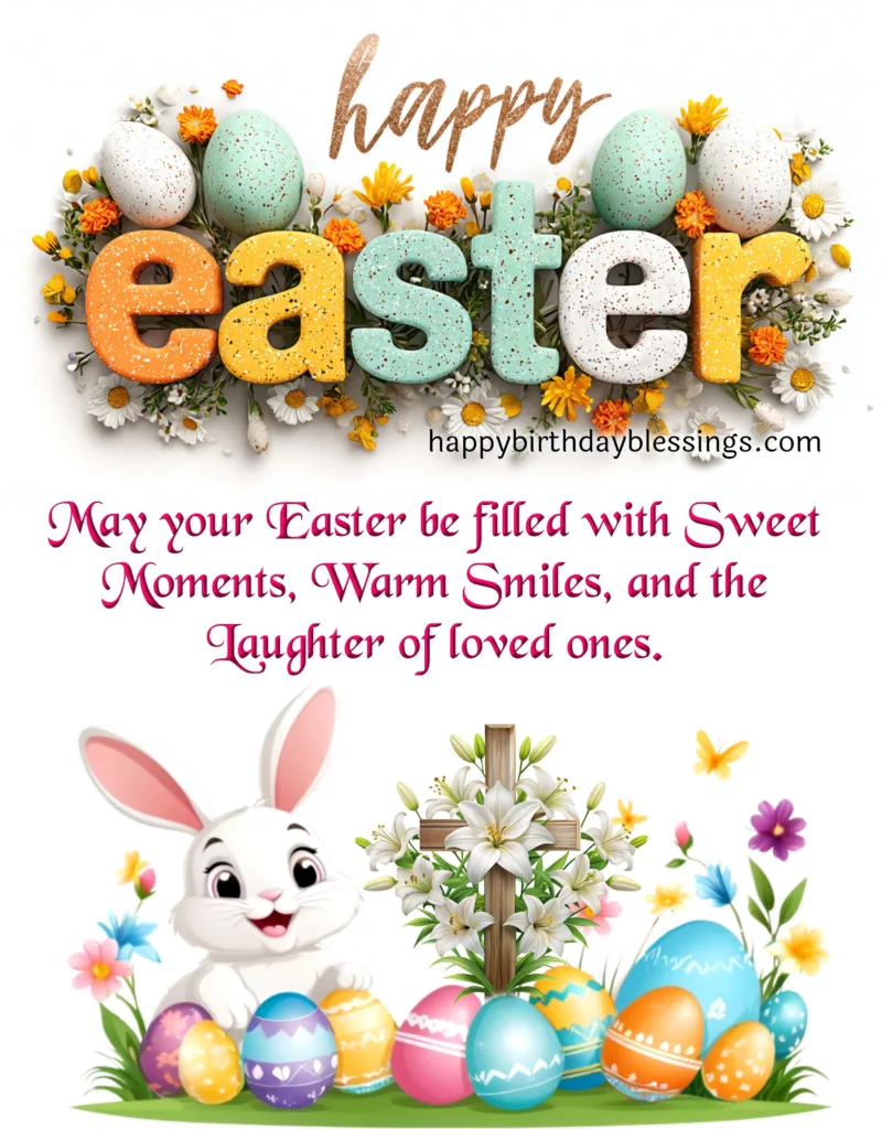 Beautiful Easter bunny with eggs.