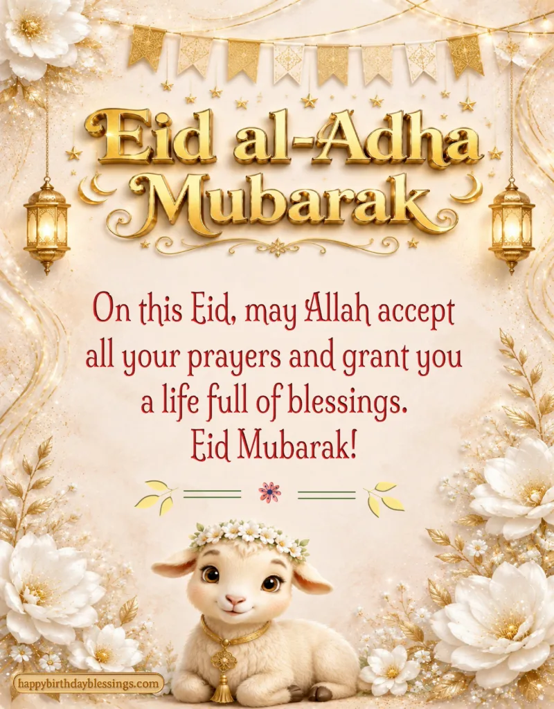 Eid Al Adha Mubarak blessing image.